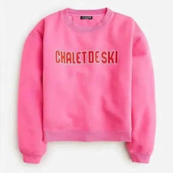J Crew Heritage Fleece Chalet De Ski Graphic Sweatshirt